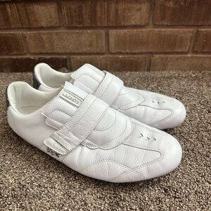 Men's Lacoste Swerve Keyline White Leather Velcro Slip-On Sneakers Size 12